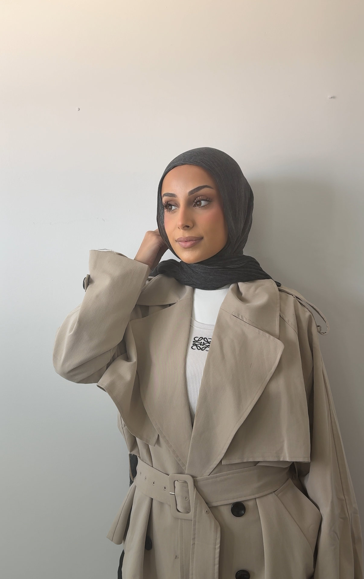 Dark Charcoal - Textured Hijab   ( no under cap )