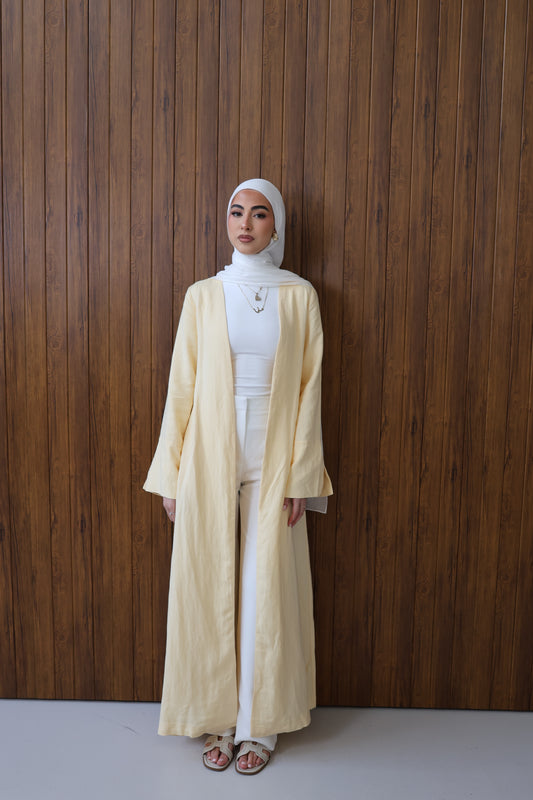 Amara Open Abaya - Butter Yellow