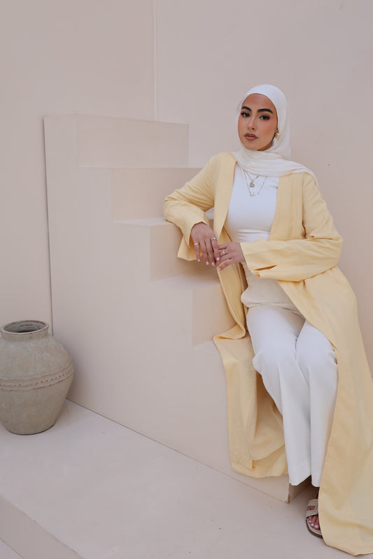 Amara Open Abaya - Butter Yellow