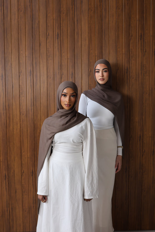 Ash Brown | Modal Hijab Set        Pre Order