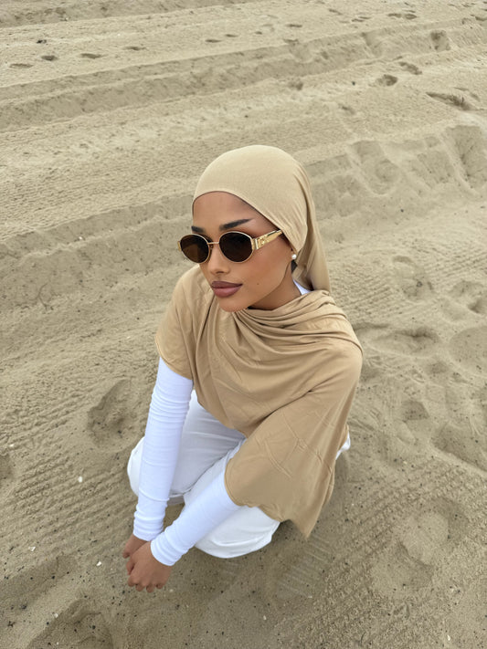 Sand | Bamboo Jersey Hijab Set