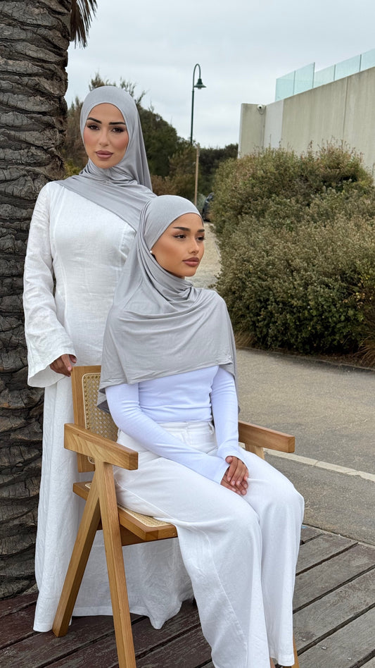 Stone Grey | Bamboo Jersey Hijab Set