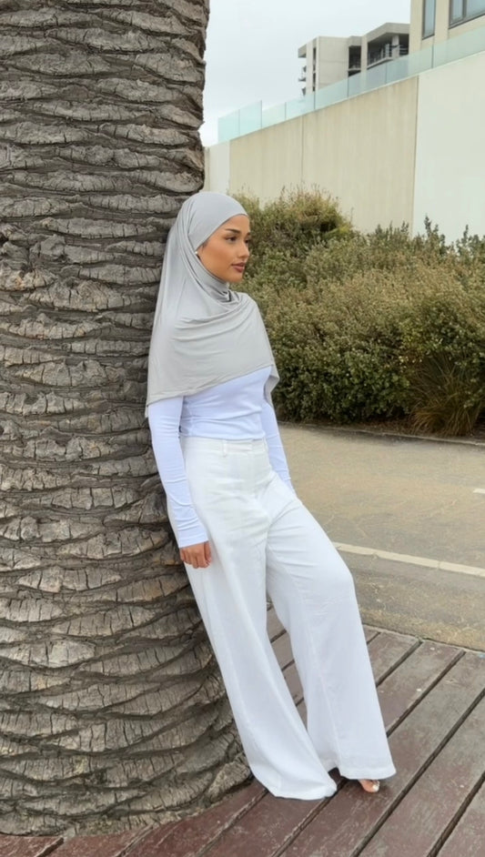 Stone Grey | Bamboo Jersey Hijab Set